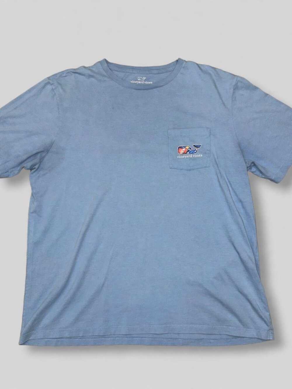 Light Blue Pocket Tee XL Whale Graphic Short Sleeve Mens